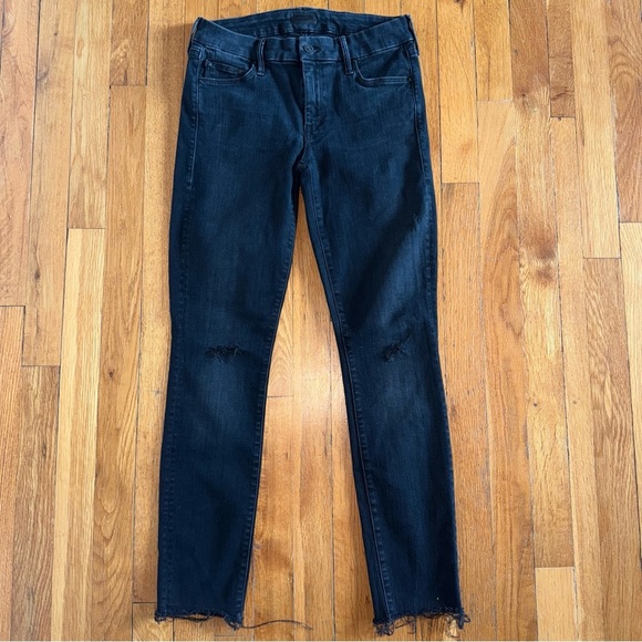 MOTHER Denim Jeans Looker Ankle Fray Black Wash size 26 - Picture 2 of 7